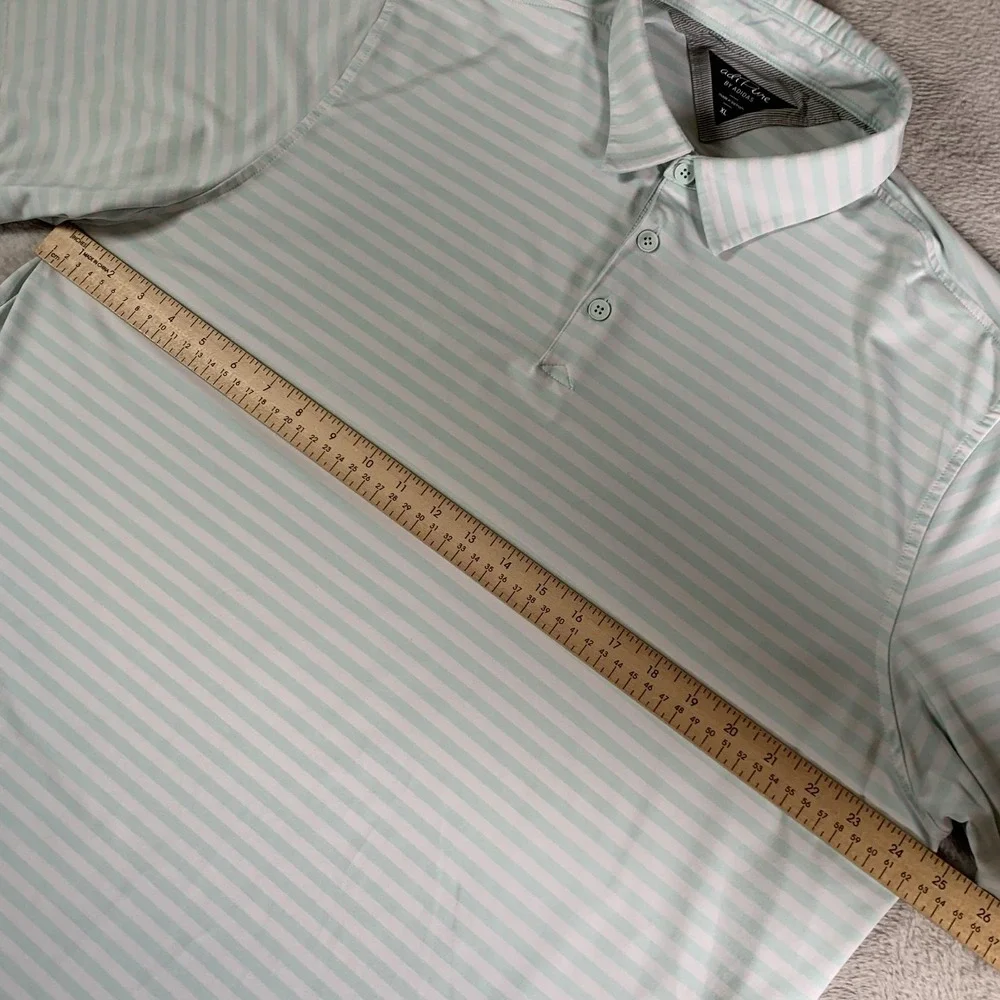 Adidas AdiPure Polo Shirt Mens XL Mint Green White Stripe Golf Performance‎